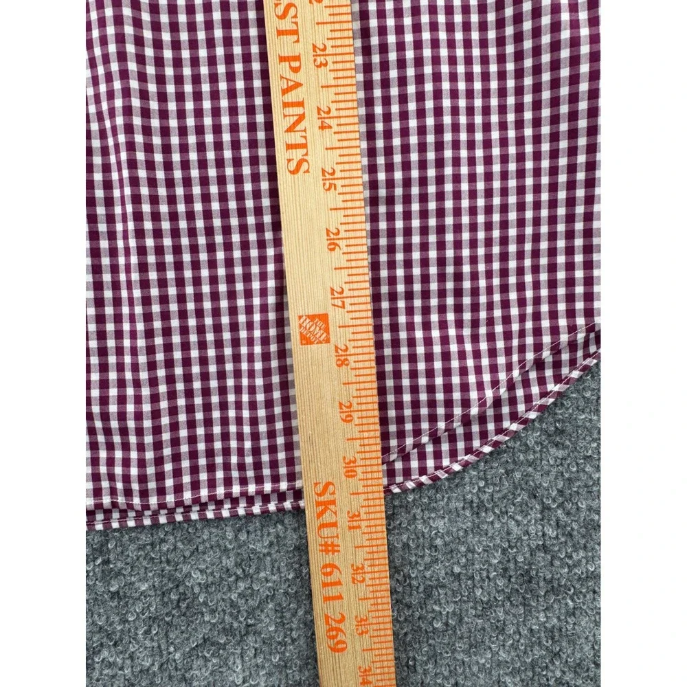 Banana Republic Button Down L/S Men M Classic Cotton Slim Fit Burgundy Gingham‎